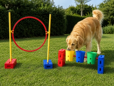 Hunde Agility Set mit Intelligenzspiel und drehbaren Eimern